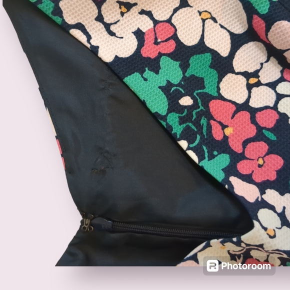 NWOT BROOKS BROTHERS Floral Cotton Waffle Textured Dress, Fully Lined, Size 8 - Picture 4 of 8